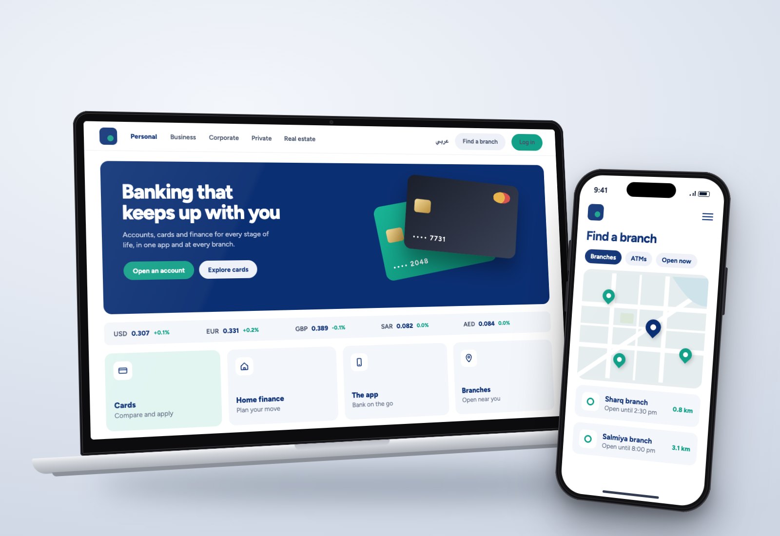 KIB Bank Revamp: illustrative device mockup, the real screens are under NDA