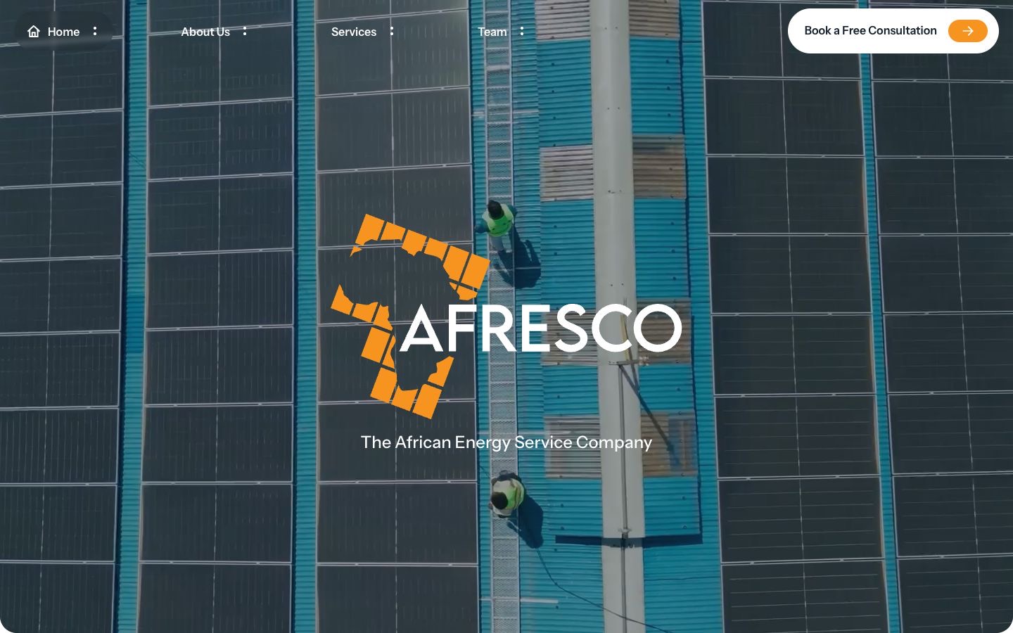 Afresco: the live site on desktop