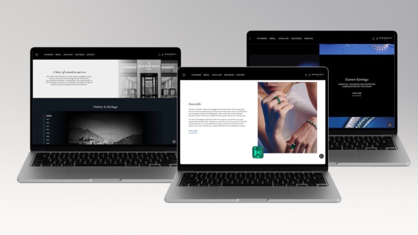 Dhamani 1969: presentation mockup of the luxury jewellery website