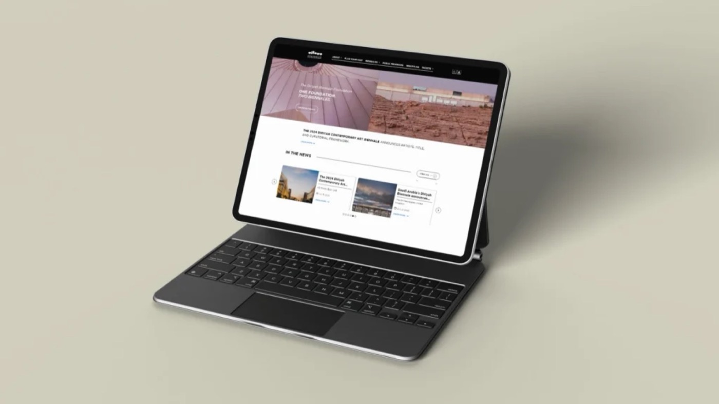 Diriyah Biennale Foundation: presentation mockup of the website and ticketing platform
