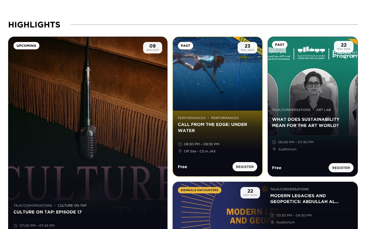 Diriyah Biennale Foundation: the live site on desktop