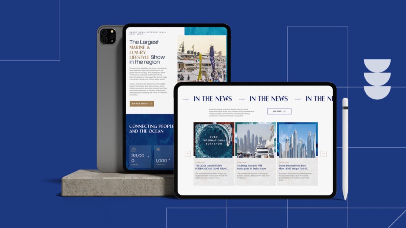 Dubai International Boat Show: presentation mockup of the event website