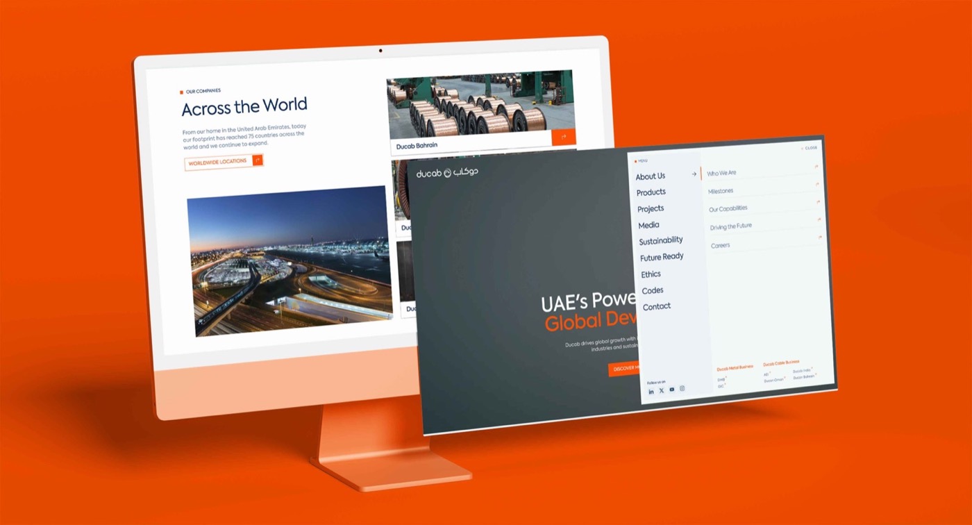 Ducab: presentation mockup of the corporate website and product catalogue