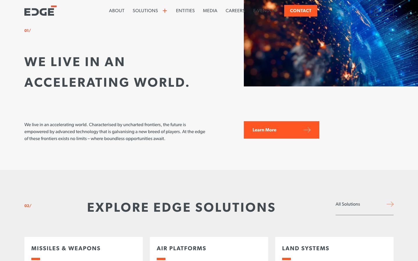 EDGE Group: the live site on desktop