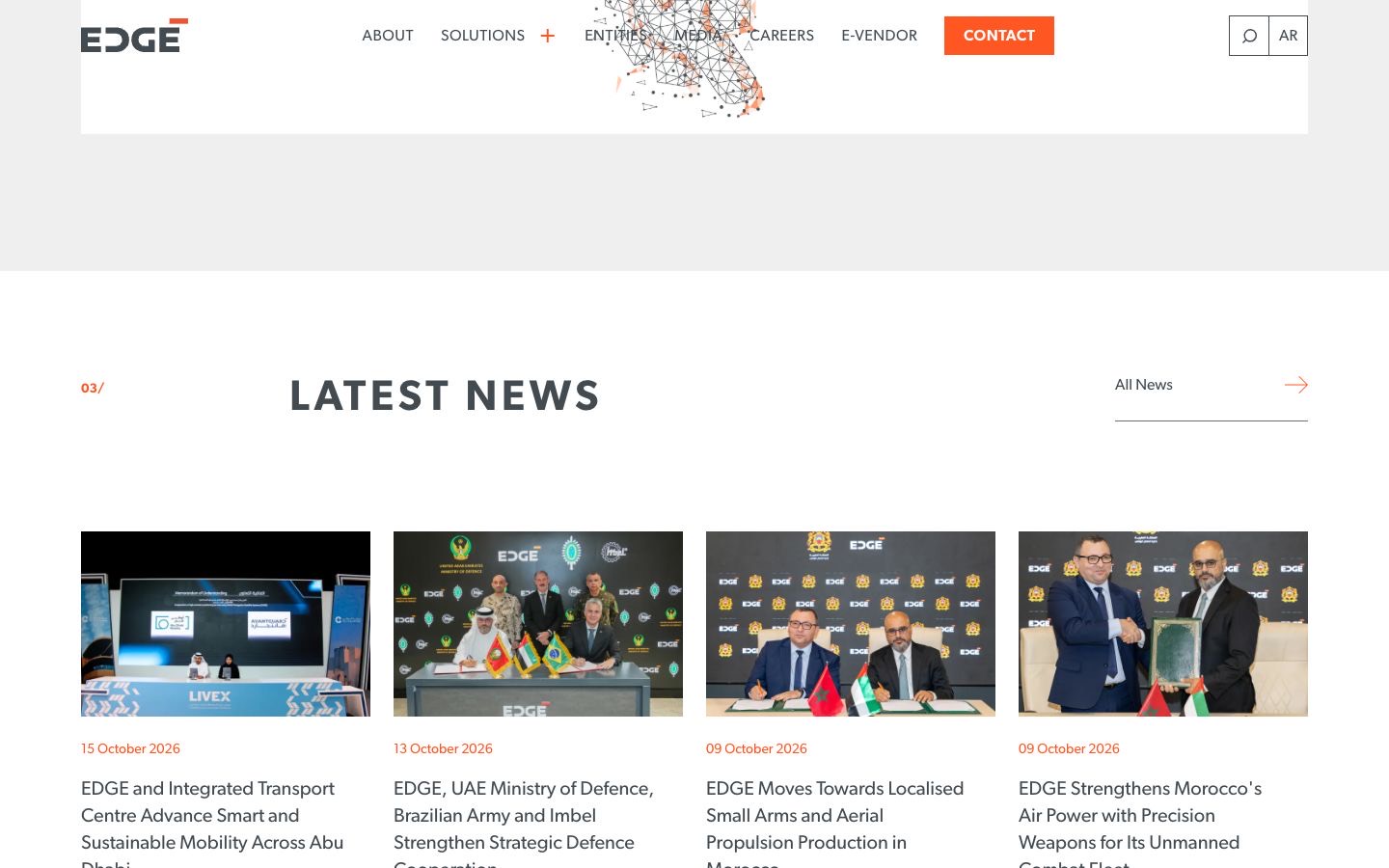 EDGE Group: the live site on desktop