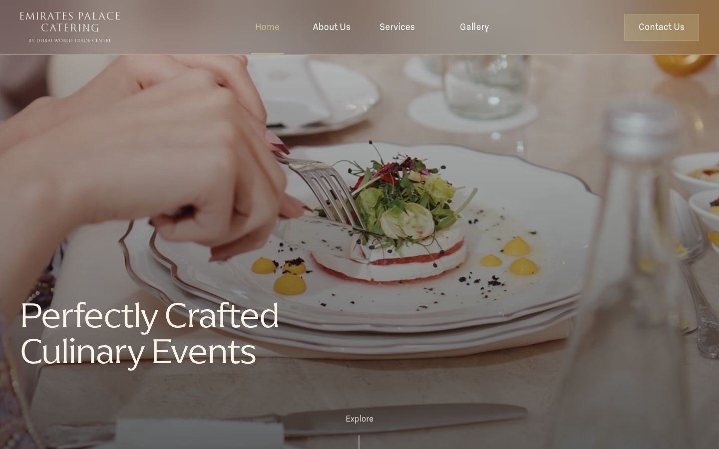 Emirates Palace Catering: the live site on desktop