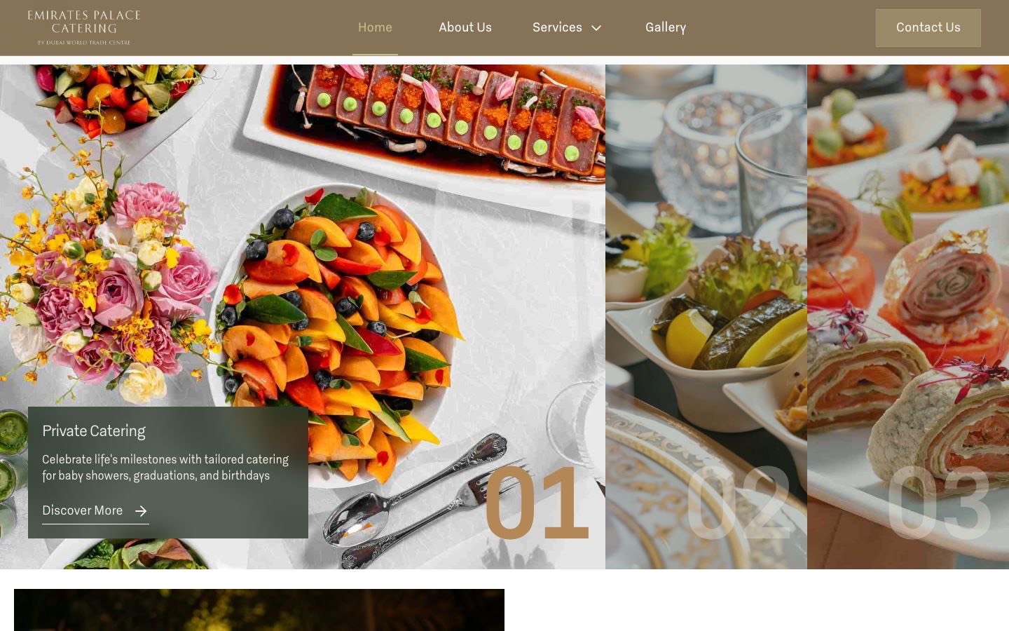 Emirates Palace Catering: the live site on desktop