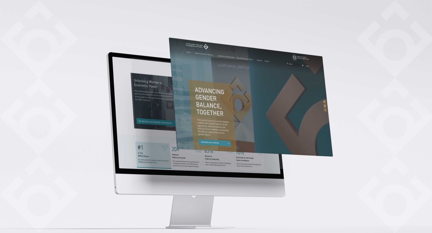 UAE Gender Balance Council: presentation mockup of the website and pledge data platform
