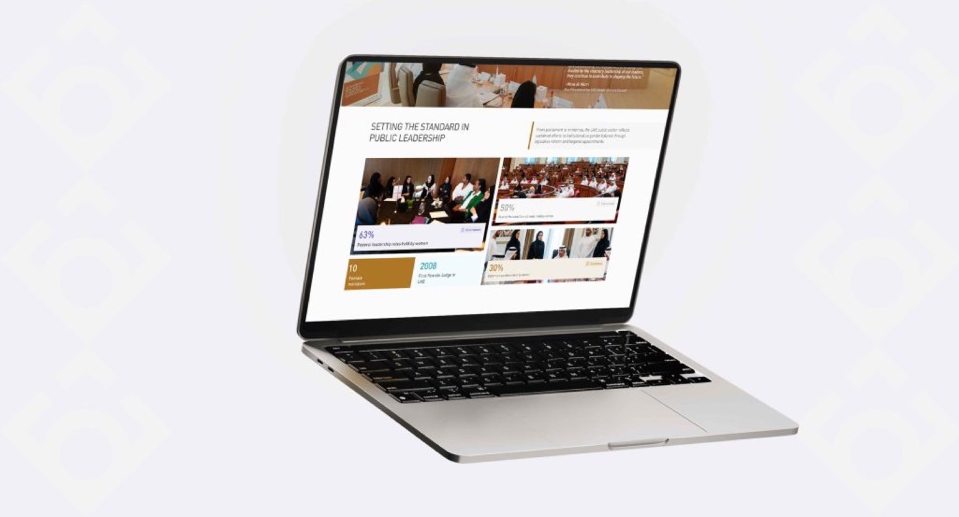UAE Gender Balance Council: presentation mockup of the website and pledge data platform