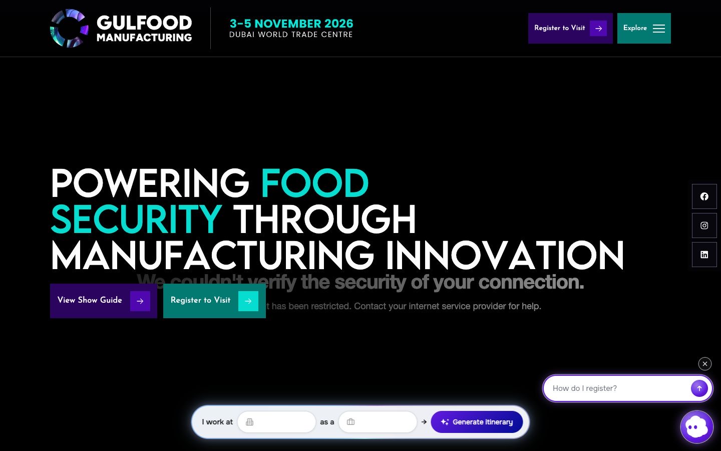 Gulfood Manufacturing: the live site on desktop