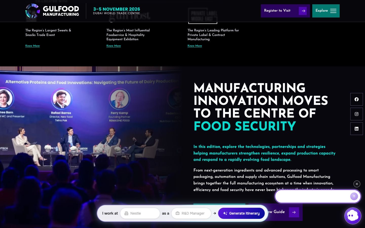 Gulfood Manufacturing: the live site on desktop