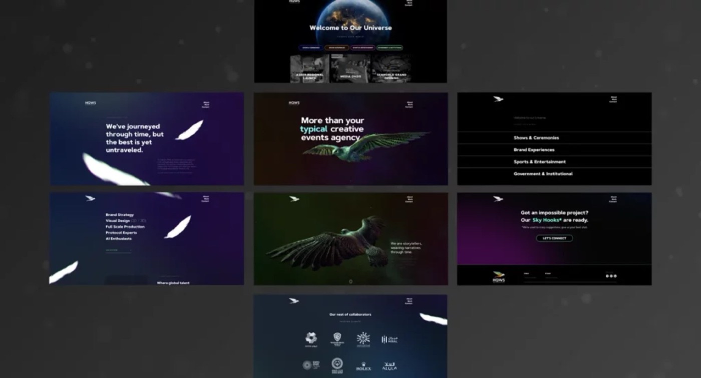 HQWS: presentation mockup of the creative agency website