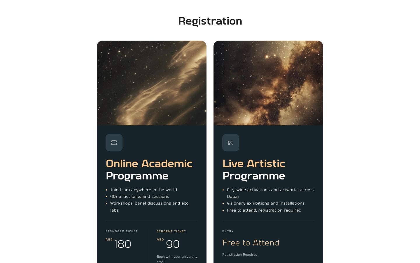ISEA2026 Dubai: the live site on desktop
