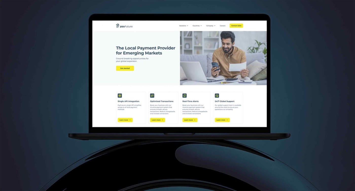 PayFuture: presentation mockup of the fintech website