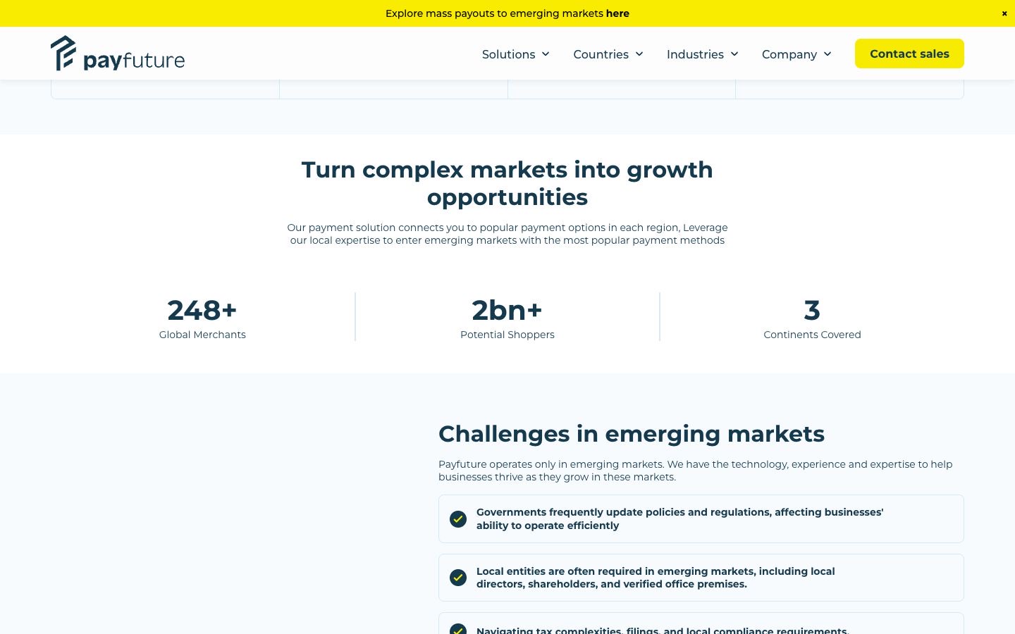PayFuture: the live site on desktop