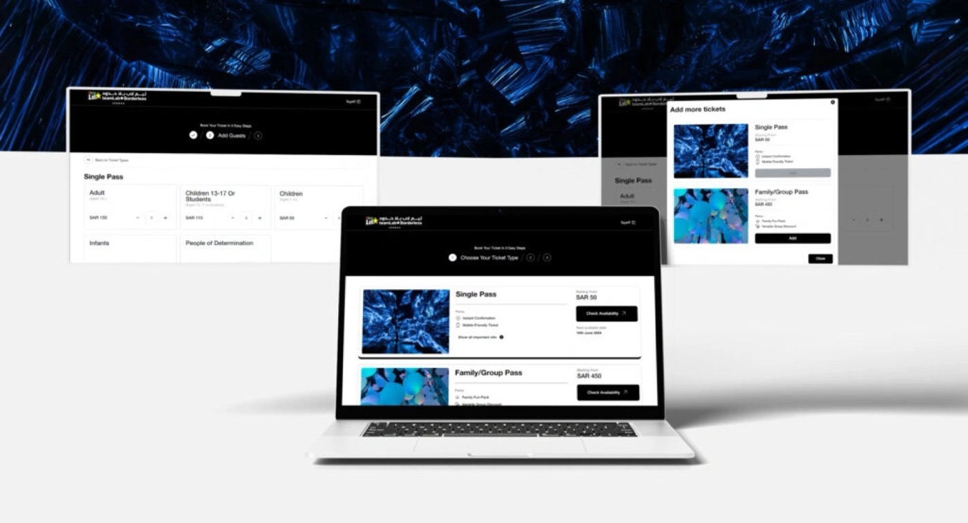 teamLab Borderless Jeddah: presentation mockup of the ticketing platform
